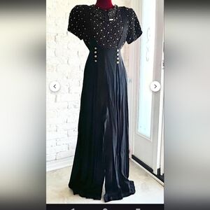 Elegant Vintage Black And Gold Jumpsuit